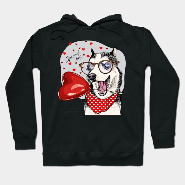 siberian husky spread love Hoodie by bignosestudios